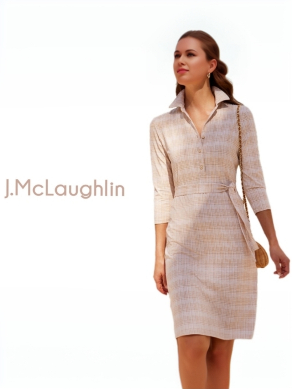 J.McLaughlin Tan Calla Shirt Dress Relaxed XL Catalina Cloth